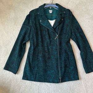 Chico's leopard print elongated moto jacket size 2